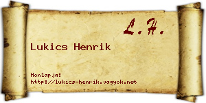 Lukics Henrik névjegykártya